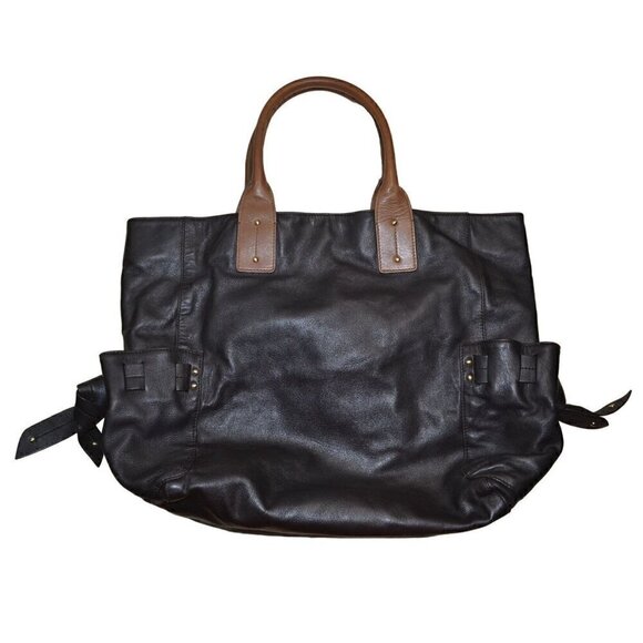 DKNY Large Black/Brown Leather Tote Bag W/Side Pockets/Adjustable Straps- LT3099 - Picture 5 of 12